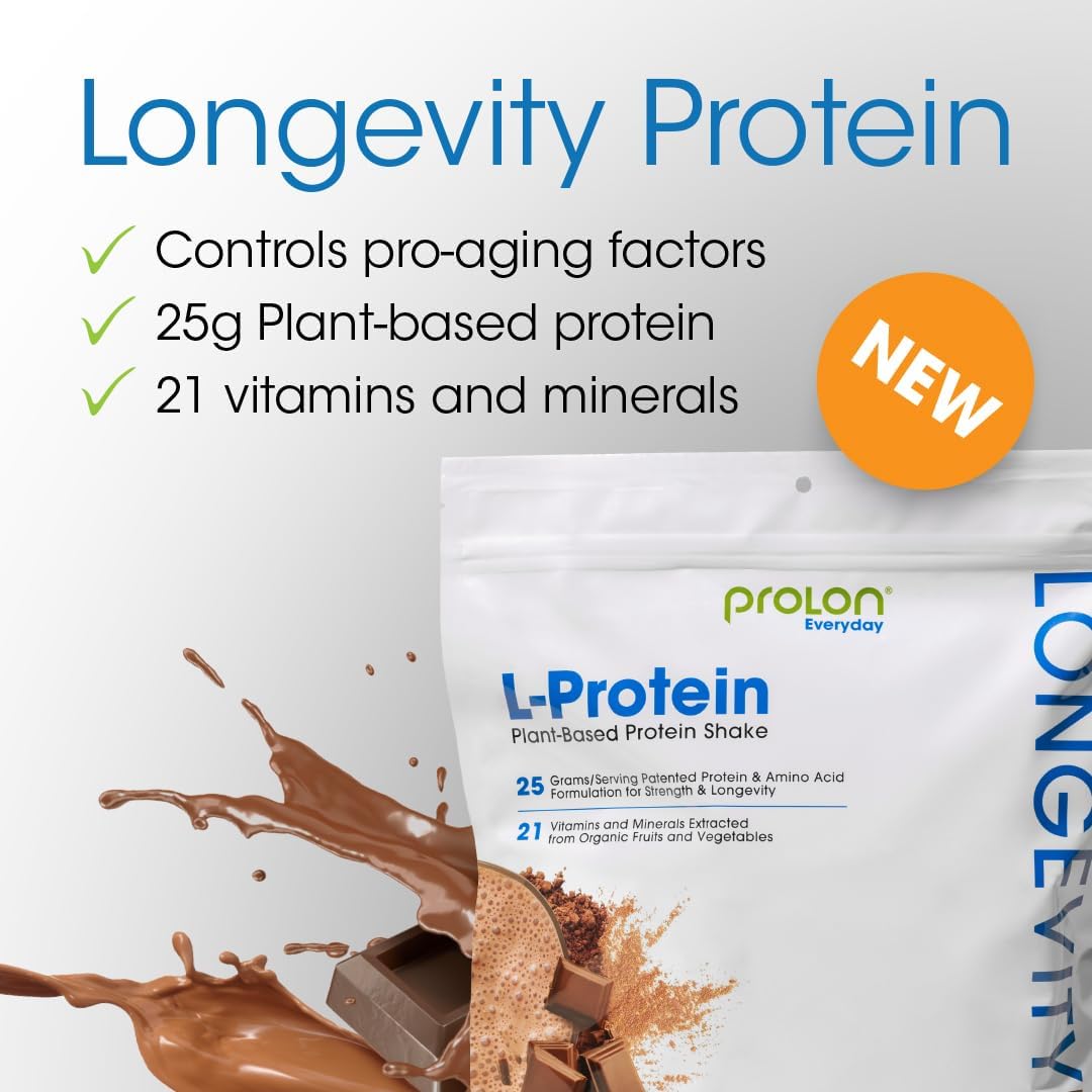 Prolon Longevity Plant Based Protein Powder | Muscle Synthesis & Repair, Healthy Aging, Boost Performance | Vitamins, Gluten Free, Amino Acids, Antioxidants | 25g of Protein | Chocolate, 12 Packets