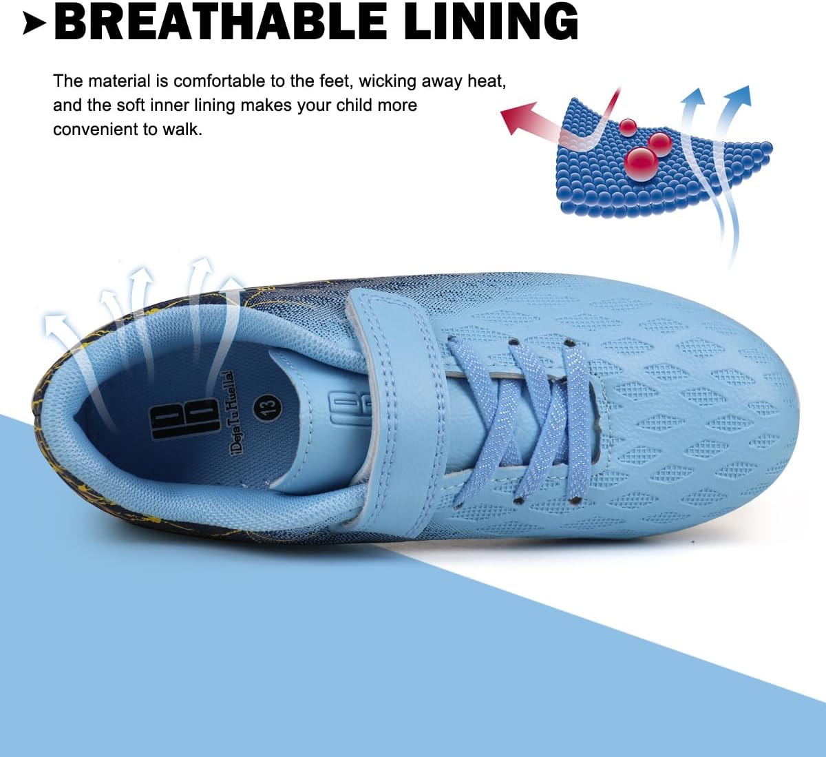 brooman Kids Firm Ground Soccer Cleats Boys Girls Athletic Outdoor Football Shoes