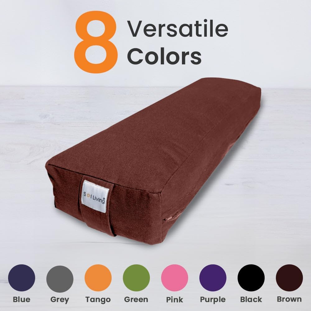Sol Living Yoga Bolster Pillow Rectangular Meditation Cushion Cotton Meditation Accessories for Restorative Yoga Meditation Pillow Yoga Pillow Firm Body Pillow Bolster Pillow for Legs Removable Cover