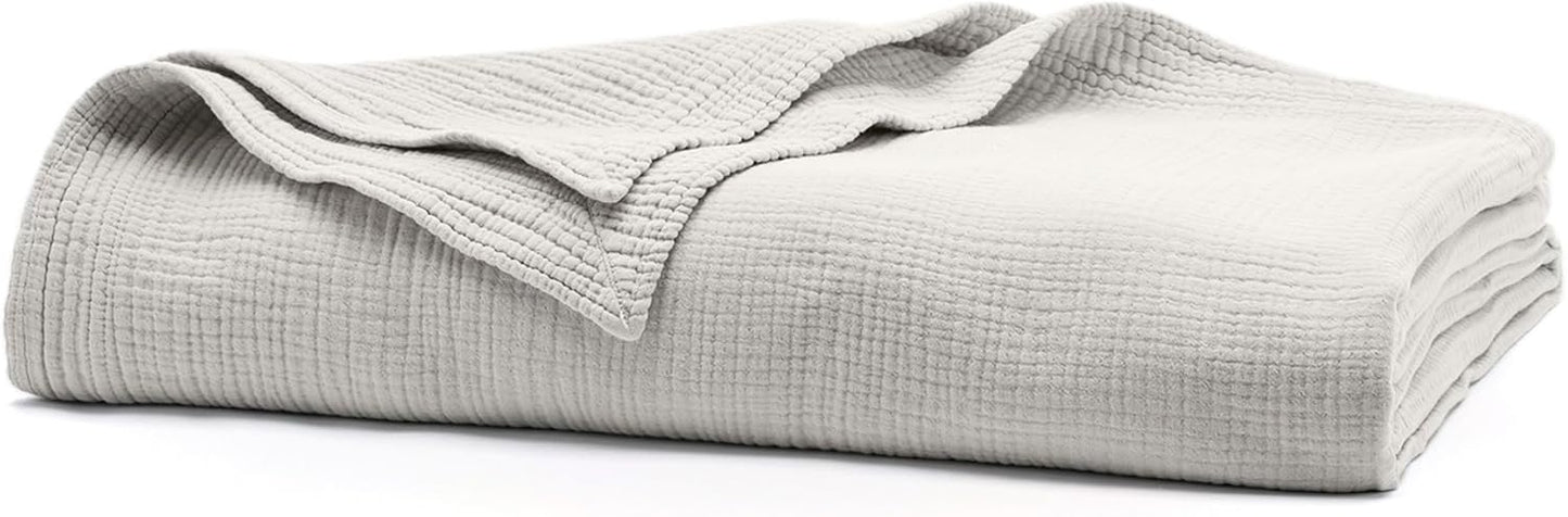 BOLL & BRANCH Dream Bed Blanket - Twin/Twin XL, Mist - Luxury 100% Organic Cotton - Soft, Lightweight and Breathable - Cloud-Like Touch