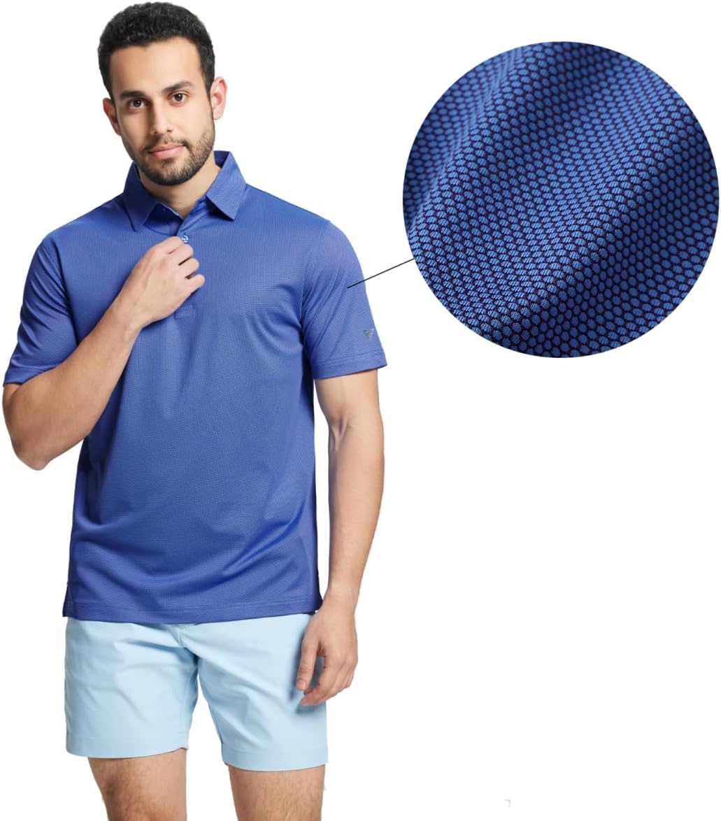 M MAELREG Golf Shirts for Men Dry fit Sports Jacquard Lightweight Performance Texture Short Sleeve Collared Polo Shirts