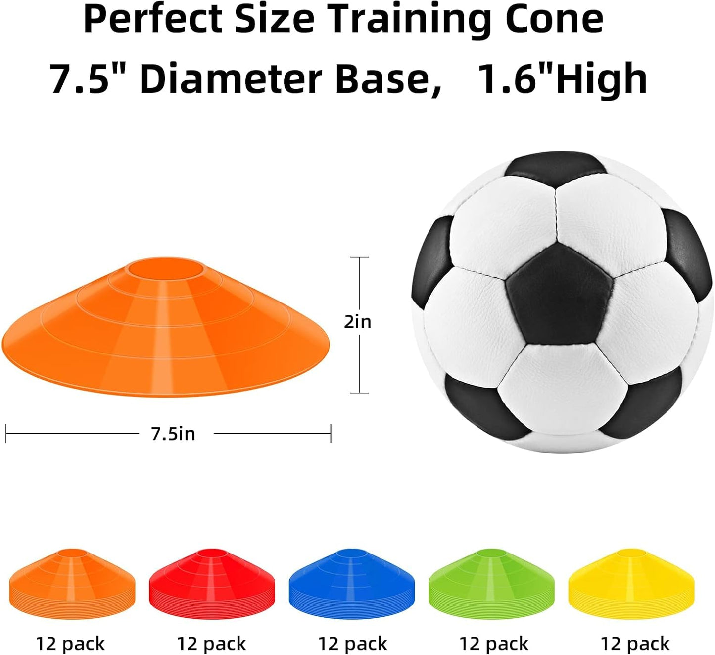 60/120 Pack Agile Soccer Cones with Portable Bags & Brackets,Sports Cones,Cone Sport,Agile Soccer Cones Used for Football Training…