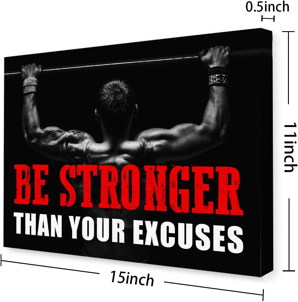 Inspirational Gym Wall Decor,Fitness Quotes Wall Art,Be Stronger Than Your Excuses Canvas Wall Decor for Home Gym