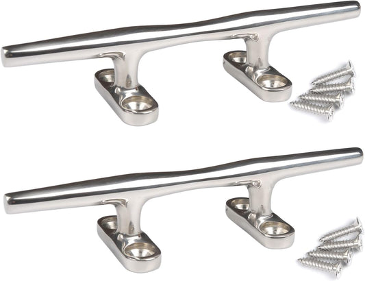 Boat Cleats 4 inch/5 inch/6 inch/8 inch Marine Dock Cleats Stainless Steel Boat Rope Cleat with Fasteners for Marine, Deck, Nautical Décor
