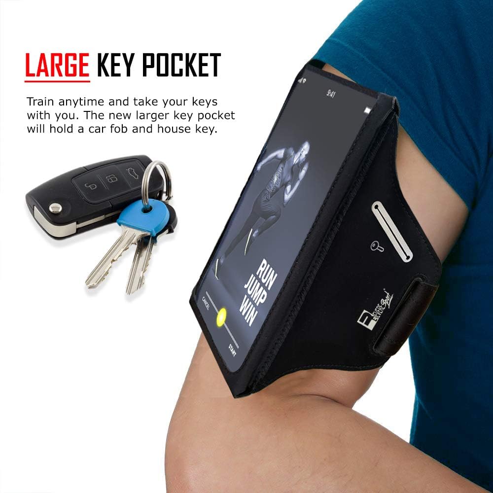 RevereSport Waterproof Running Armband for Phone with Case On (Otterbox, Lifeproof). Sports Phone Holder for iPhone 17/16/15/14/13/12/Max/Plus/Pro/AIR & Samsung S25/S24/S23/S22/S21/S20/Ultra (Large)