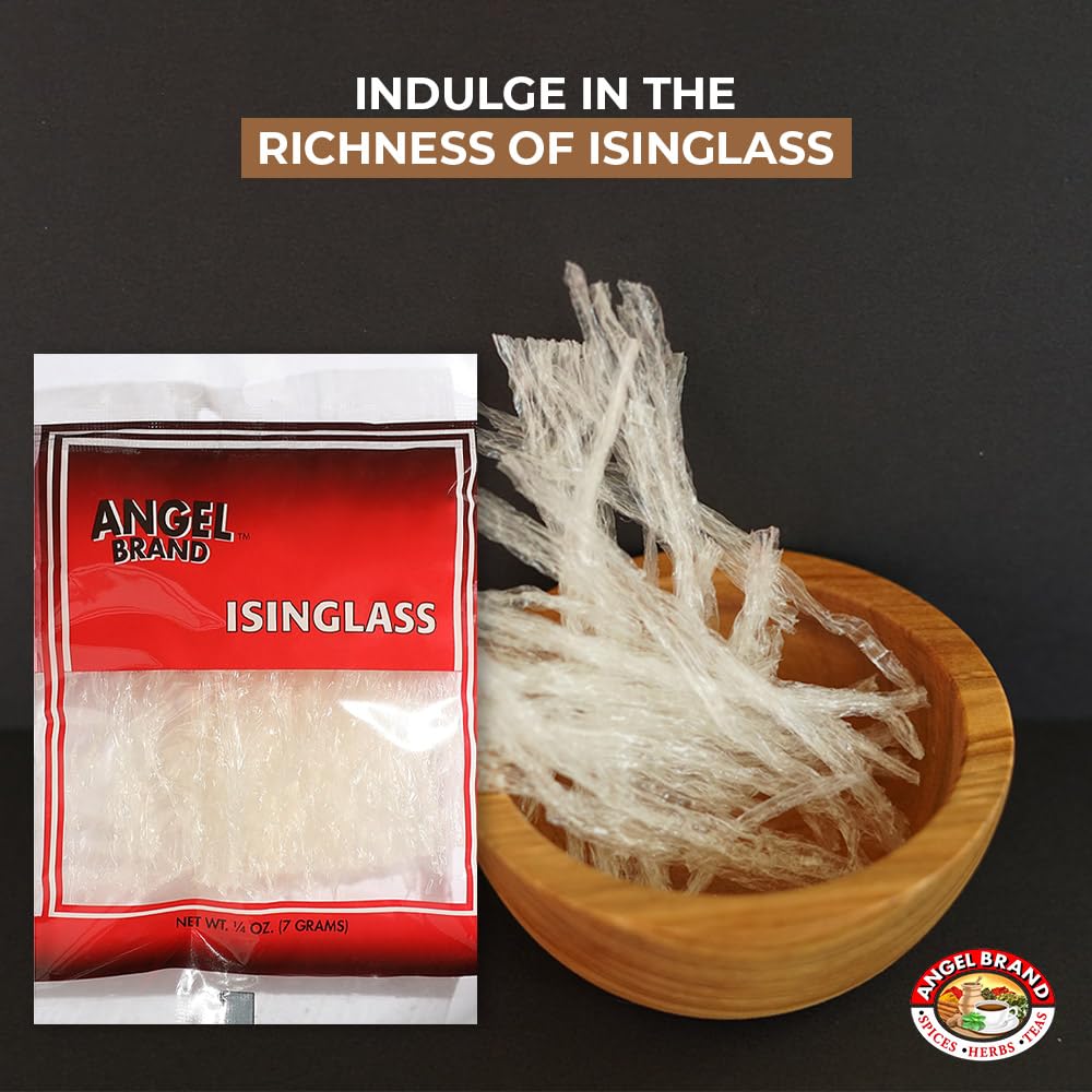 Angel Brand Isinglass 0.25 oz Pouch Pack of 3 - Sourced from Red Sea Algae - Agar Agar Primarily used as a thickening agent in soups, jellies, custards, and ice creams