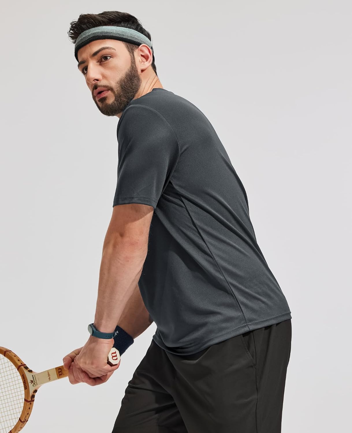 MIER Men's Quick Dry Workout Shirts Moisture Wicking Running Athletic Performance T-Shirts Recycled Polyester Top Tee