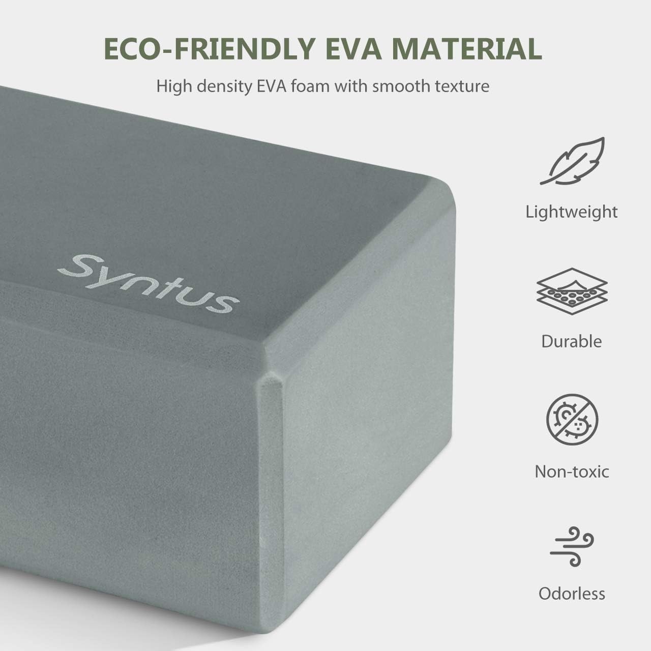 Syntus Yoga Block and Yoga Strap Set, 2 Soft Non-Slip Yoga Blocks 9×6×4 inches, 8FT Metal D-Ring Strap for Yoga, General Fitness, Pilates, Stretching and Toning