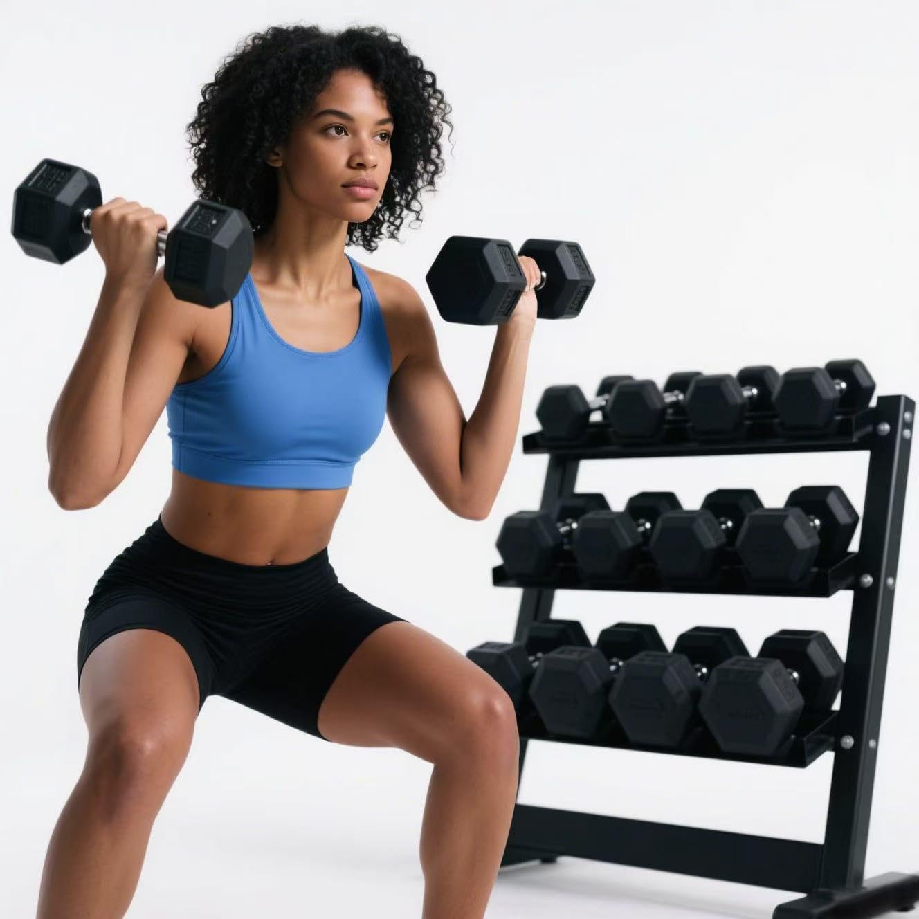 350-550 lbs Rubber Hex Dumbbells with Rack Free Weight for Home Gym, Durable Rubber Dumbbell with Storage,Coated Cast Iron Weight Strength Training Dumb bell Exercise Fitness Equipment