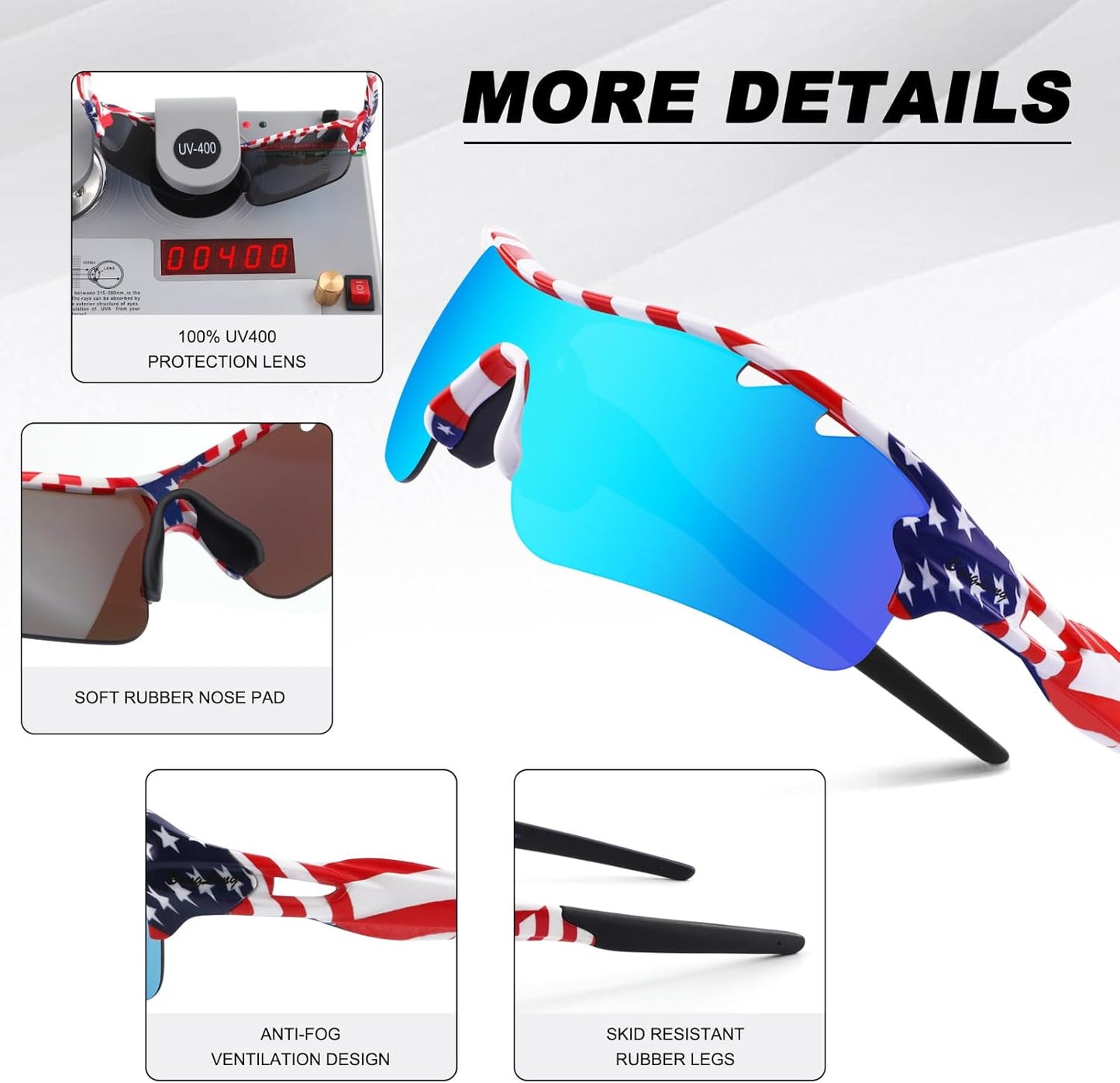 BangLong Polarized Sports Sunglasses Cycling Sun Glasses for Men Women with 5 Interchangeable Lenes for Running Baseball Golf