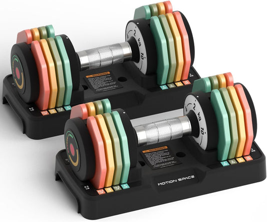 Adjustable Dumbbells Set 12.5LB/22.5LB Pair, 1-Sec Fast Adjustable 5 Weights by Turning Handle, Premium Comfort Non-slip Metal Dumbbells with Tray, Compact Size for Full Body Home Workout