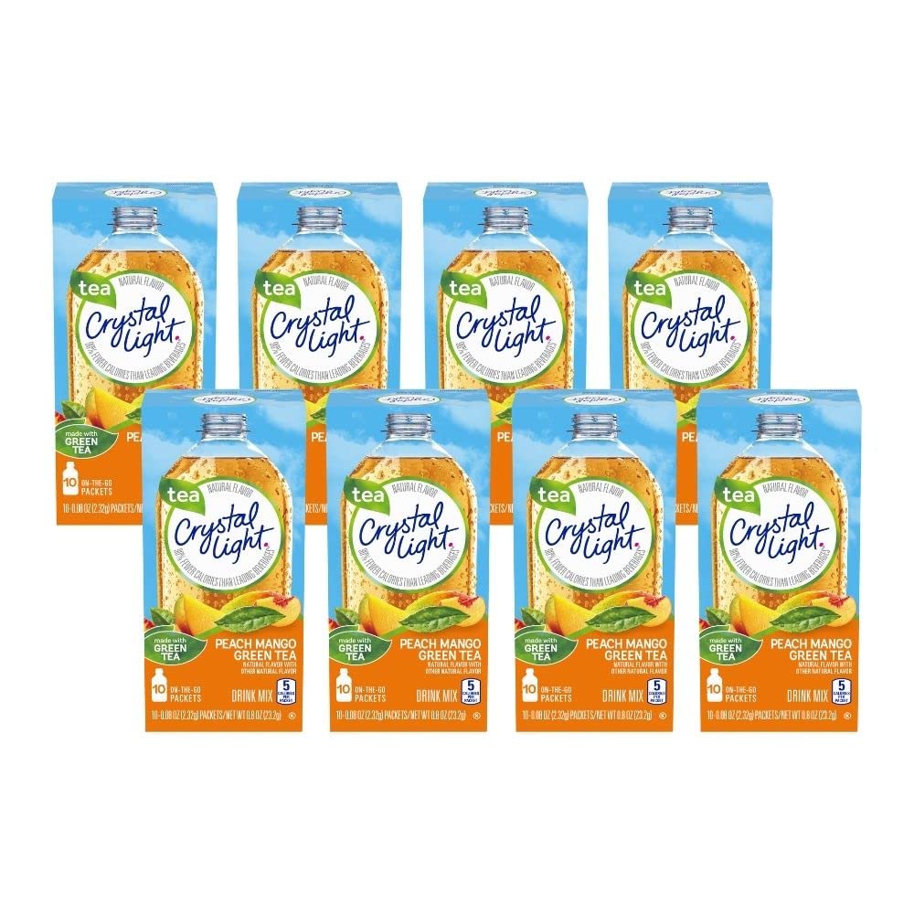 Crystal Light On The Go Peach Mango Green Tea Drink Mix, 10-Packet Box (Pack of 8)