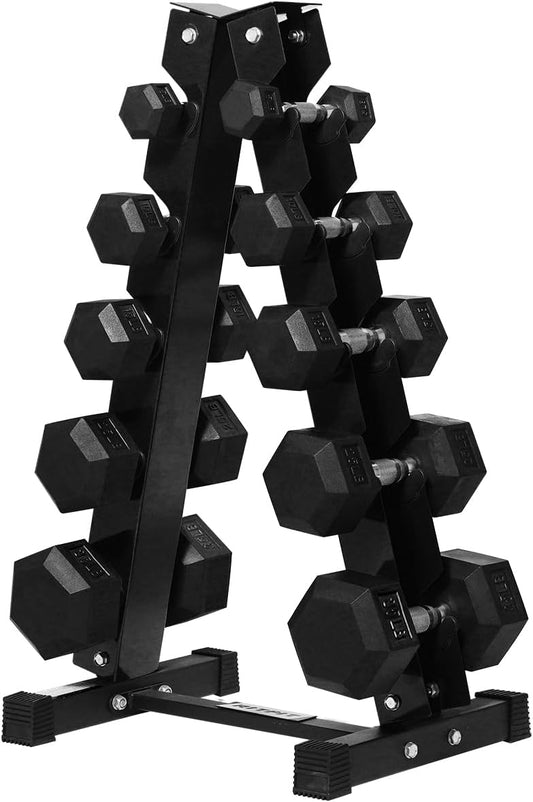 RITFIT 300/350/450/650/180/200/210 LB Rubber Hex Dumbbells Set with Optional Dumbbell Rack, Multi Weight Set to Choose, Ideal for Home Gym and Fitness