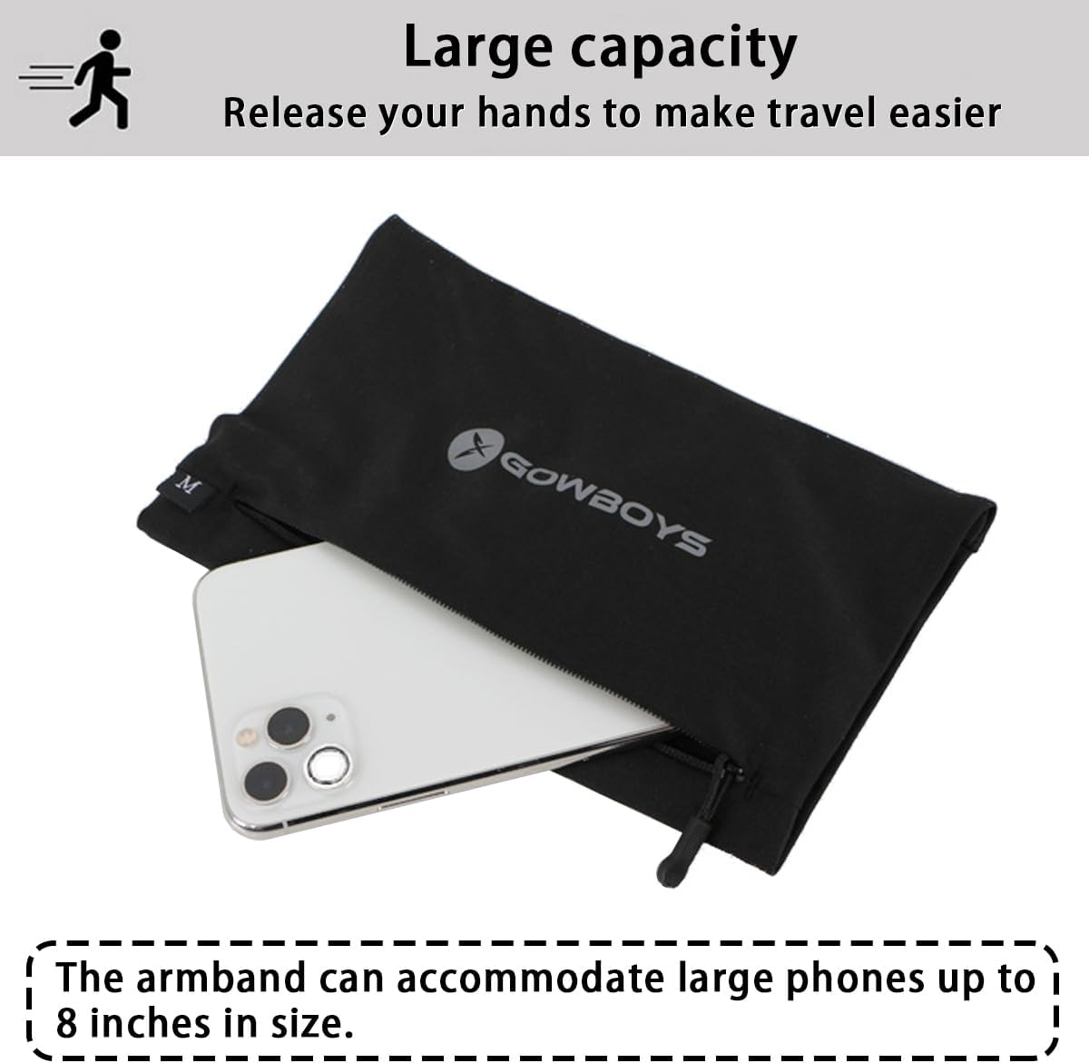 Running Phone Armband for Men Women,Universal Arm Bands for Phones Below 8 Inches,Waterproof Cell Phone Armband for Hiking,Running,Cycling,Climbing(Black S)