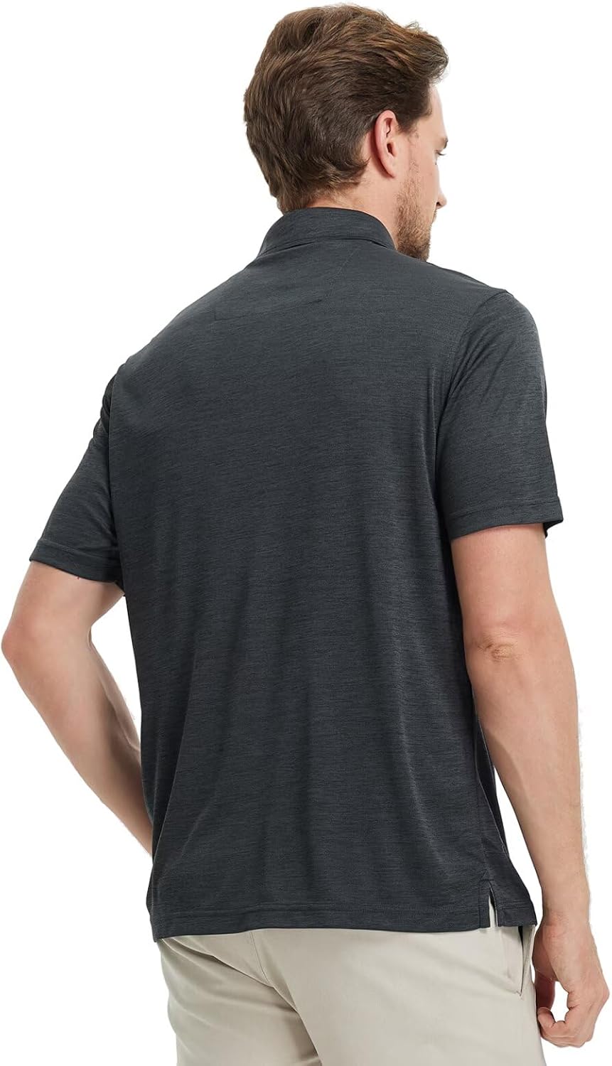 M MAELREG Golf Shirts for Men Short Sleeve Dry Fit Casual Striped Performance Moisture Wicking Collared Mens Polo Shirts