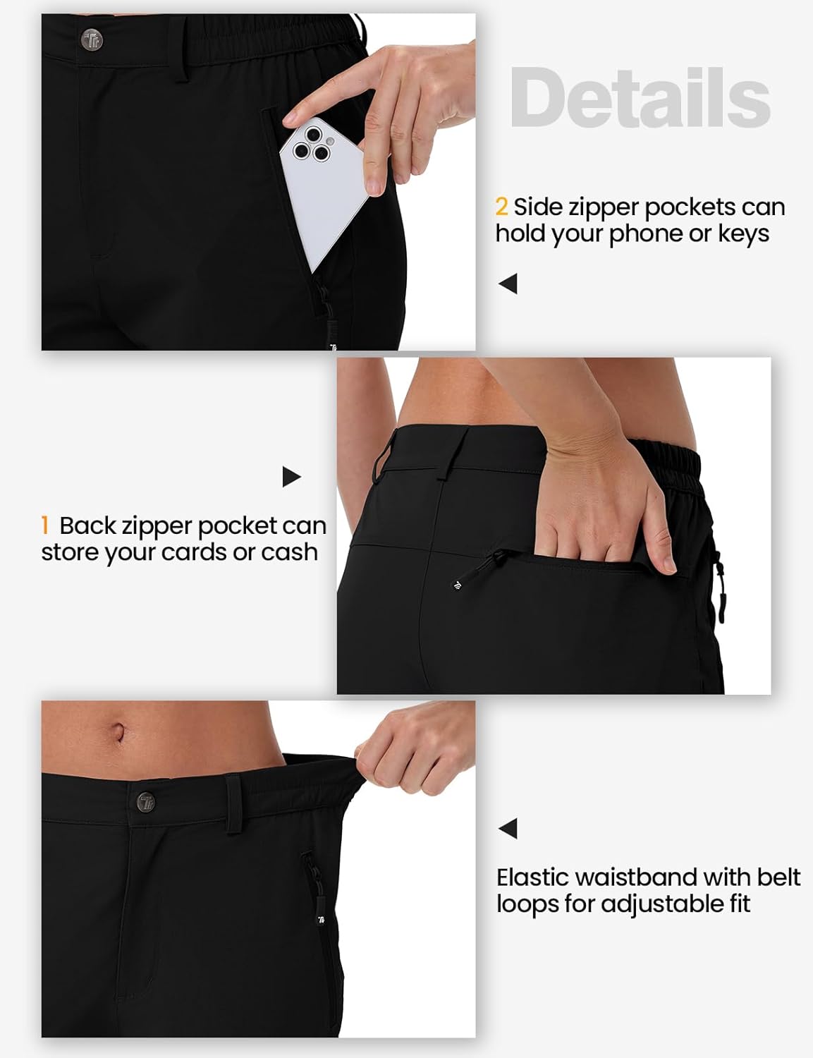 TBMPOY Women's Lightweight Hiking Pants Water Resistant Quick Dry Travel Work Outdoor Fishing Pants Zipper Pockets