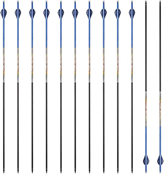 30/32" Inch ST0.006 Hunting Arrows for Compound & Recurve Bow,100% Carbon Archery Target Arrows with Removable Tips for Accurate Hunters & Bowhunters (Pack of 12)