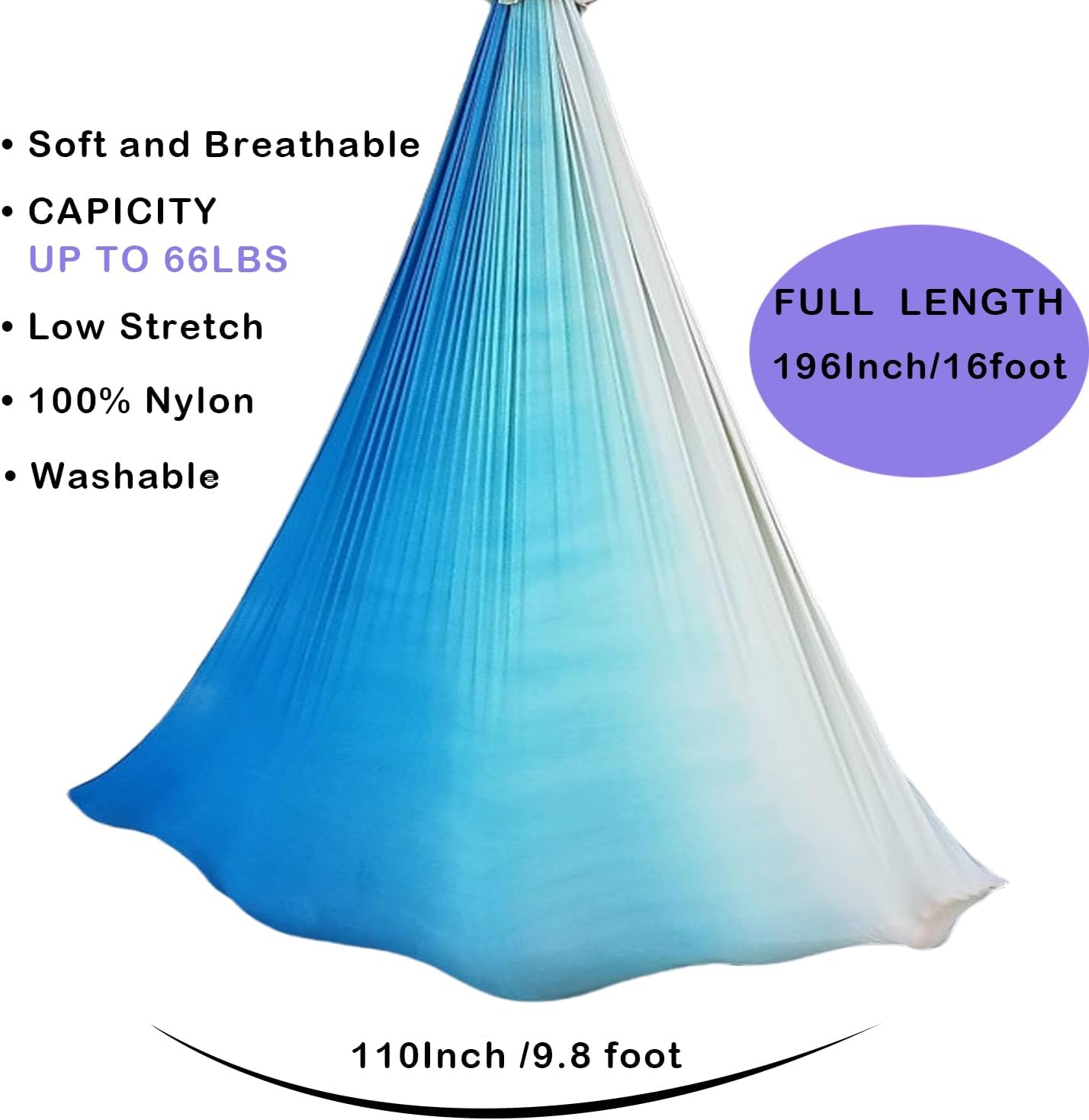 F.Life Aerial Yoga Hammock kit- Yoga Swing Multicolor 5 yards-Flying Yoga Include Daisy Chain,Carabiner and Pose Guide