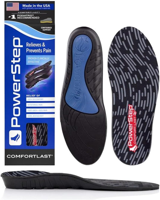 PowerStep Comfort Last Insoles, Cushioning Gel Insoles for Standing All Day, Supports Metatarsal Pain, Foot Arch, Heel Pain, All Day Comfort, Made in The USA (Men's 13-14.5)
