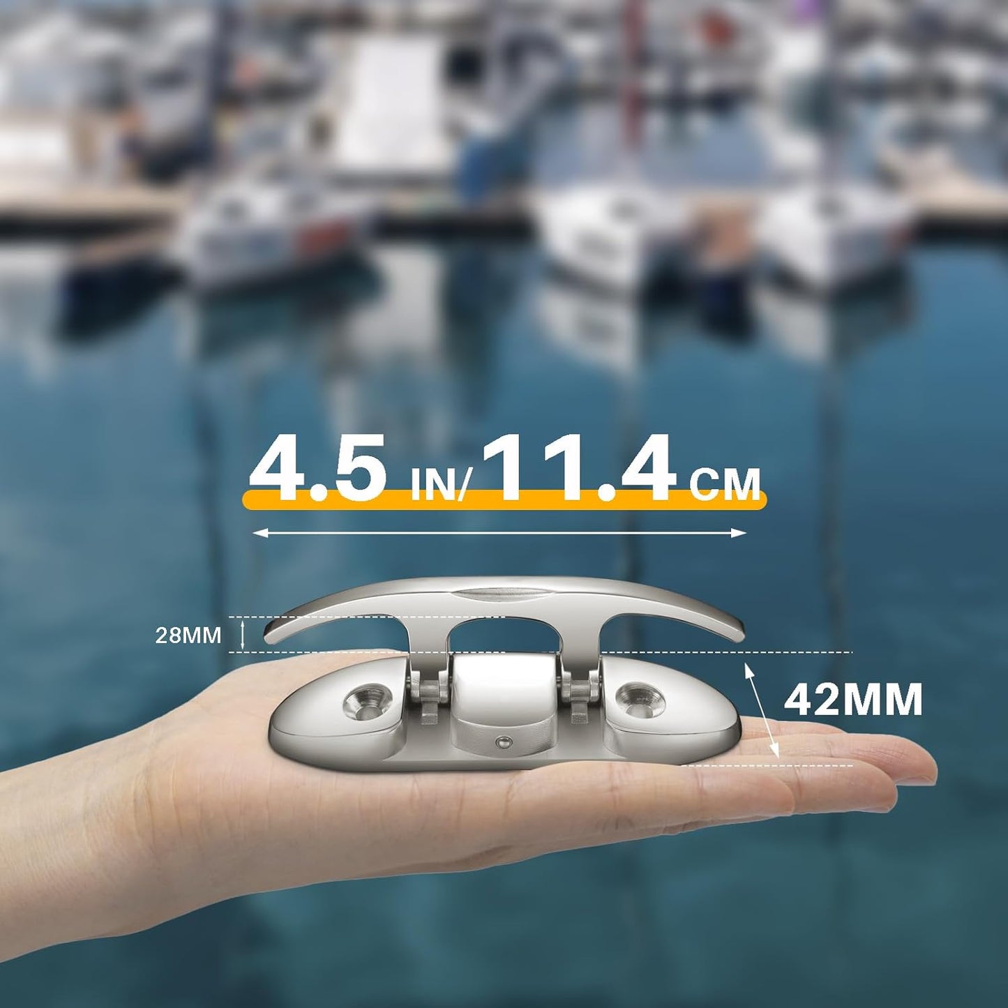 Folding Boat Cleats Marine Grade Stainless Steel 316 Flip Up Boat Cleats Pack of 4, Installation Accessories Included