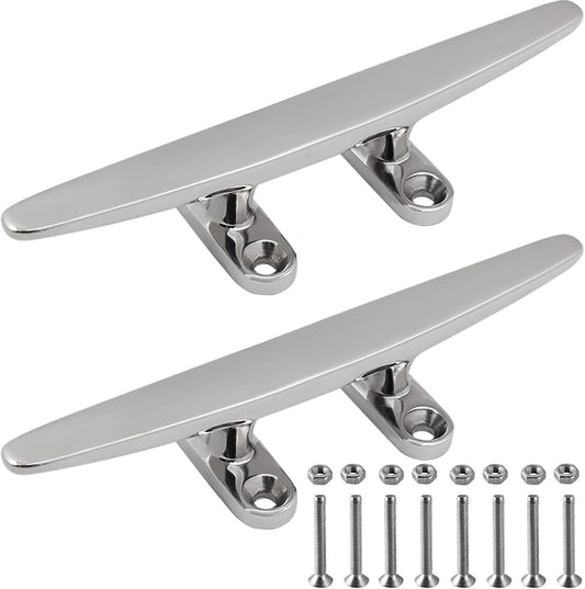 SHENGHUISS Boat Cleat 316 Stainless Steel Open Base Boat Dock Cleats Flat Top Mooring Cleat for Boat, Deck, Dock, Hook (4"/5"/6"/8"/10"/12")