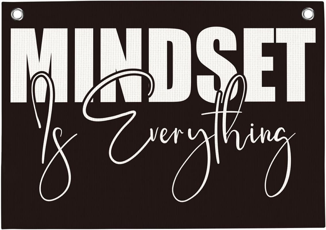Mindset is Everything Gym Motivational Wall Art Banner Dorm Posters Gifts for Guys Men Women Gym Flag Decor for Home Gym Bedroom Workout Room 30x20 Inchs