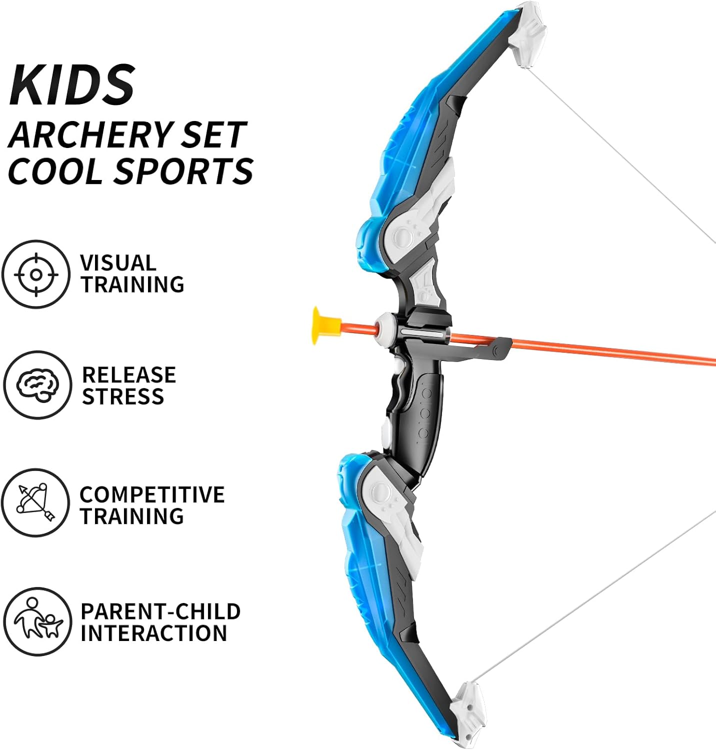 Bow and Arrow Set for Kids - LED Light Up Archery Set - Includes 10 Suction Cup Arrows, 4 Target & Shoulder-Strapped Quiver, Outdoor Toys Archery Boys Toys Gifts for 3-12 Years Old Boys Girls