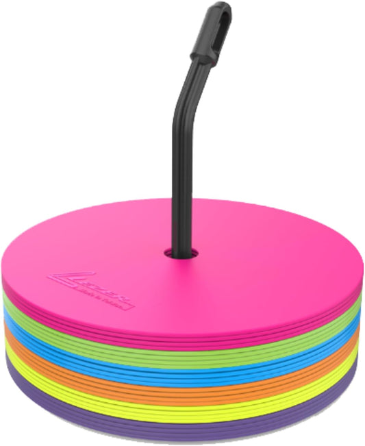 LEZER 9 Inch Flat Cones, Spot Markers, Soccer Cones, Field Court Markers, Sit Spots, Flat Discs, Soccer Training Equipment, Agility Practice, Football, Made in Taiwan
