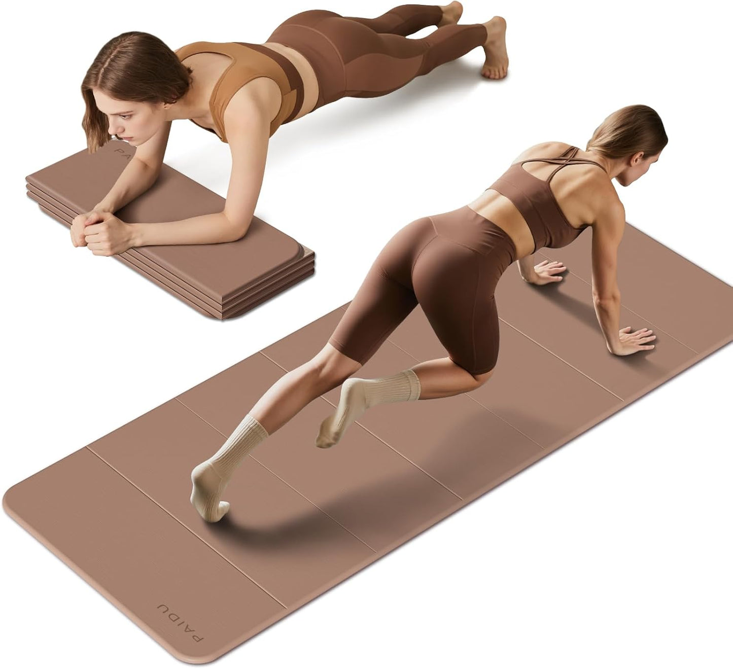 Foldable Fitness Yoga Mat | 2/5" (10MM) Extra Thick | SGS Certified Non-Slip TPE | 75x26" Extra Long-Wide | Portable & Easy Store | for Yoga, Pilates, Home Gym & Full-Body Workouts