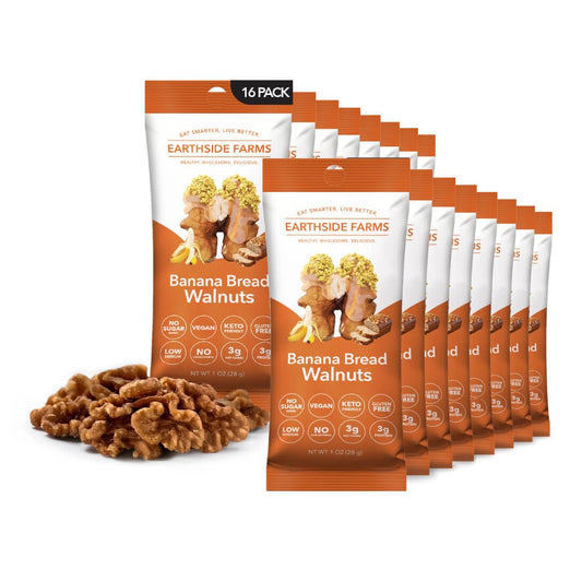 Earthside Farms Banana Bread Walnuts 1oz, 16 Pack – Vegan, Gluten-Free, Low Carb, Keto Friendly Snack – Sweet & Crunchy Candied Walnuts with Real Banana Flavor – Perfect for On-the-Go, Work, School