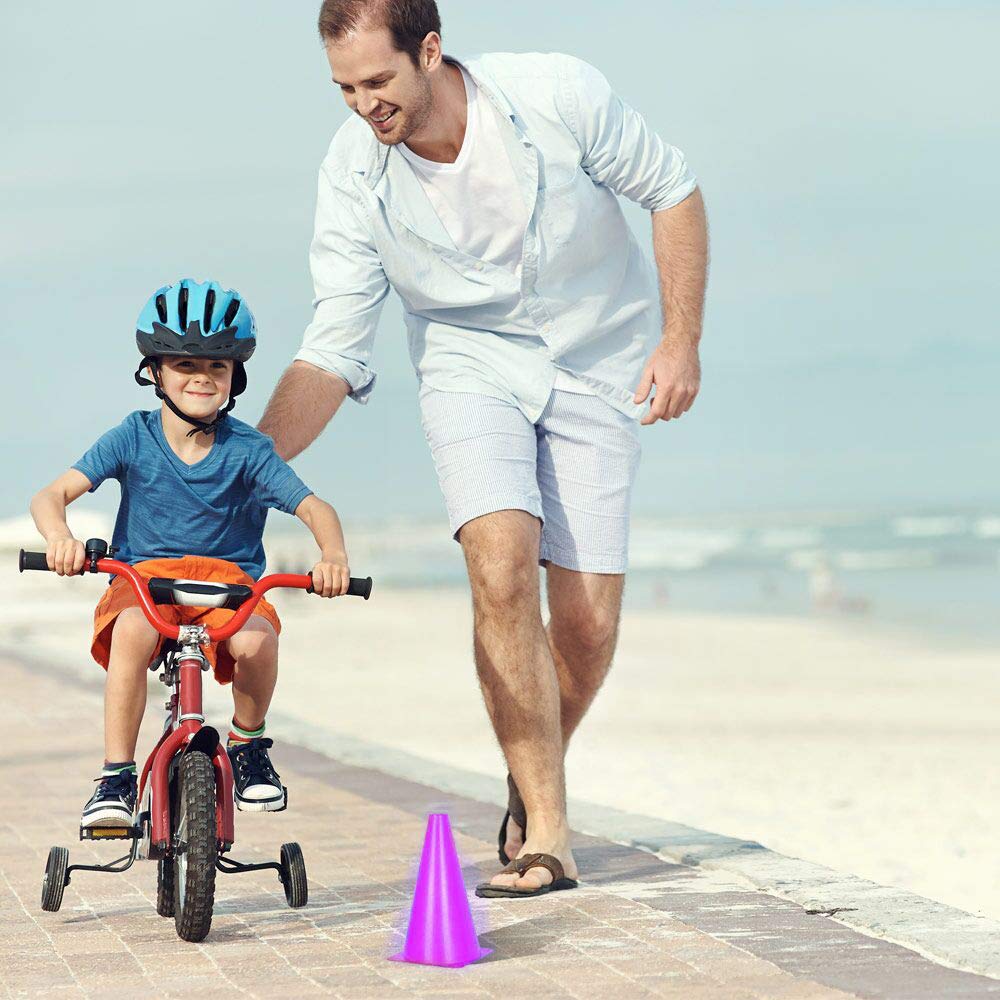 Alyoen 9 inch Traffic Cones, Plastic Sport Cones, Purple Soccer Training Cones for Outdoor Activity & Festive Events (Sets of 10/15/ 20)