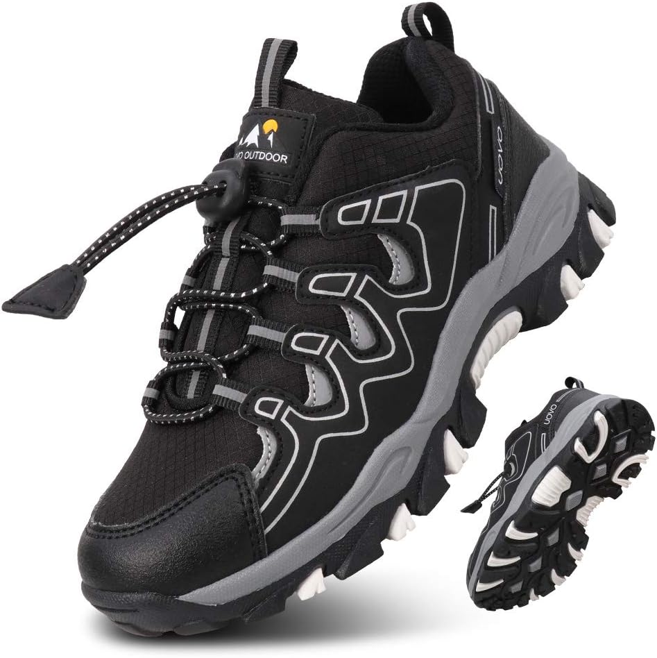Boys Girls Hiking Trail Shoes Waterproof Slip Resistant Outdoor Trekking Walking Running Sneakers(Little/Big Kids)