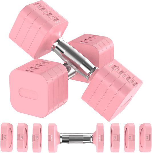 22LBS Adjustable Dumbbells Set, Adjustable Weight Dumbbells with 4 Levels 4.4lb, 6.6lb, 8.8lb, 11lb, Hand Weights Sets for Women/Men Home Gym Full Body Workout