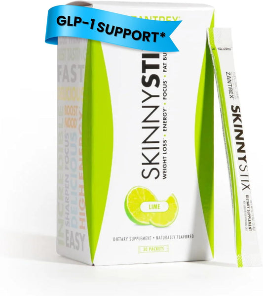 SkinnyStix Lime GLP-1 Support Powder Energy Drink, Metabolic Support, Appetite Control, Natural Energy Boost | 30 Single-Serving Packets