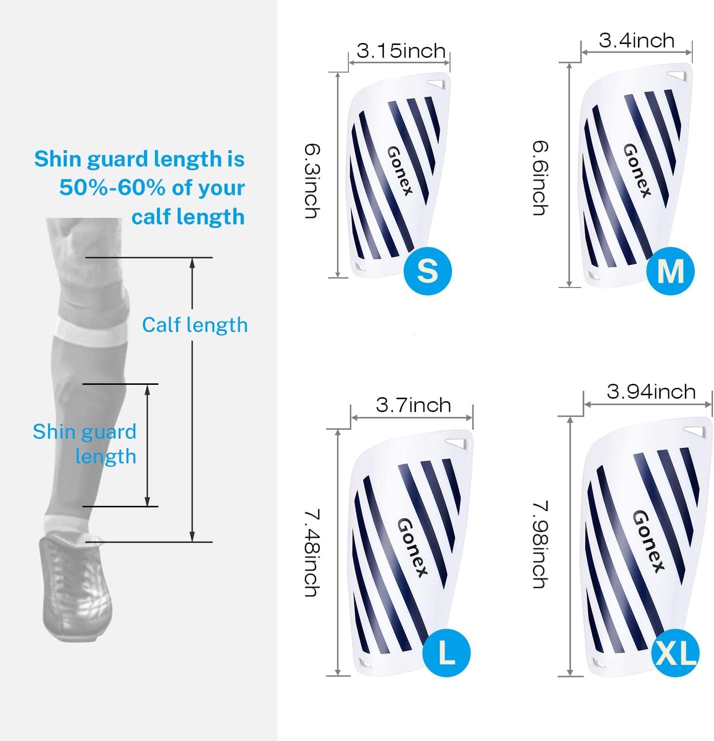 Gonex Soccer Shin Guards for Kids Adult, Youth Boys Girls Shin Guards Slip in Soccer Shin Pad Sleeves Canilleras for Football Games, EVA Cushion Protection Reduce Shocks & Injuries