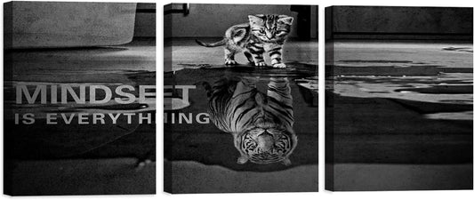 Yetaryy Inspirational Canvas Wall Art Large 3 Pieces Motivational Wall Art Picture Mindset is Everything Wooden Framed Artwork Entrepreneur Quotes Inspiration Wall Decor Painting Picture Wall Ar Hang,