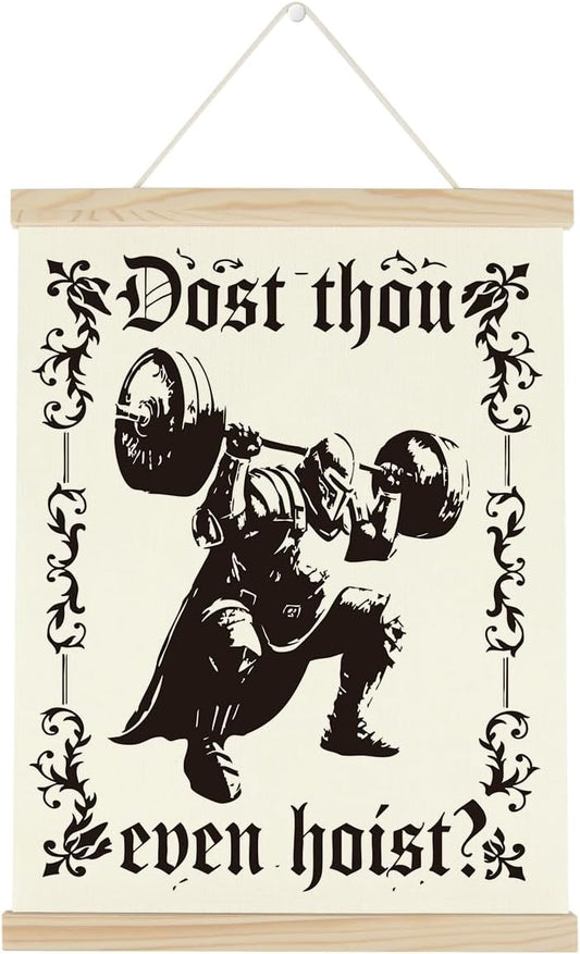Gym Motivational Posters Funny College Dorm Posters Gifts for Guys Friends Dost Thou Even Hoist Gym Flag Wall Art Decor Sign for Home Gym Bedroom Office