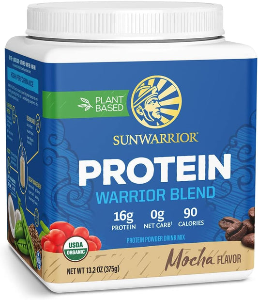 Sunwarrior Organic Plant Based Protein Powder | Vegan Organic Protein Powder Mocha Flavored with BCAA Amino Acids & Hemp Seed Pea Blend | Non-GMO Soy Dairy Filler & Gluten Free (Mocha, 15 Servings)