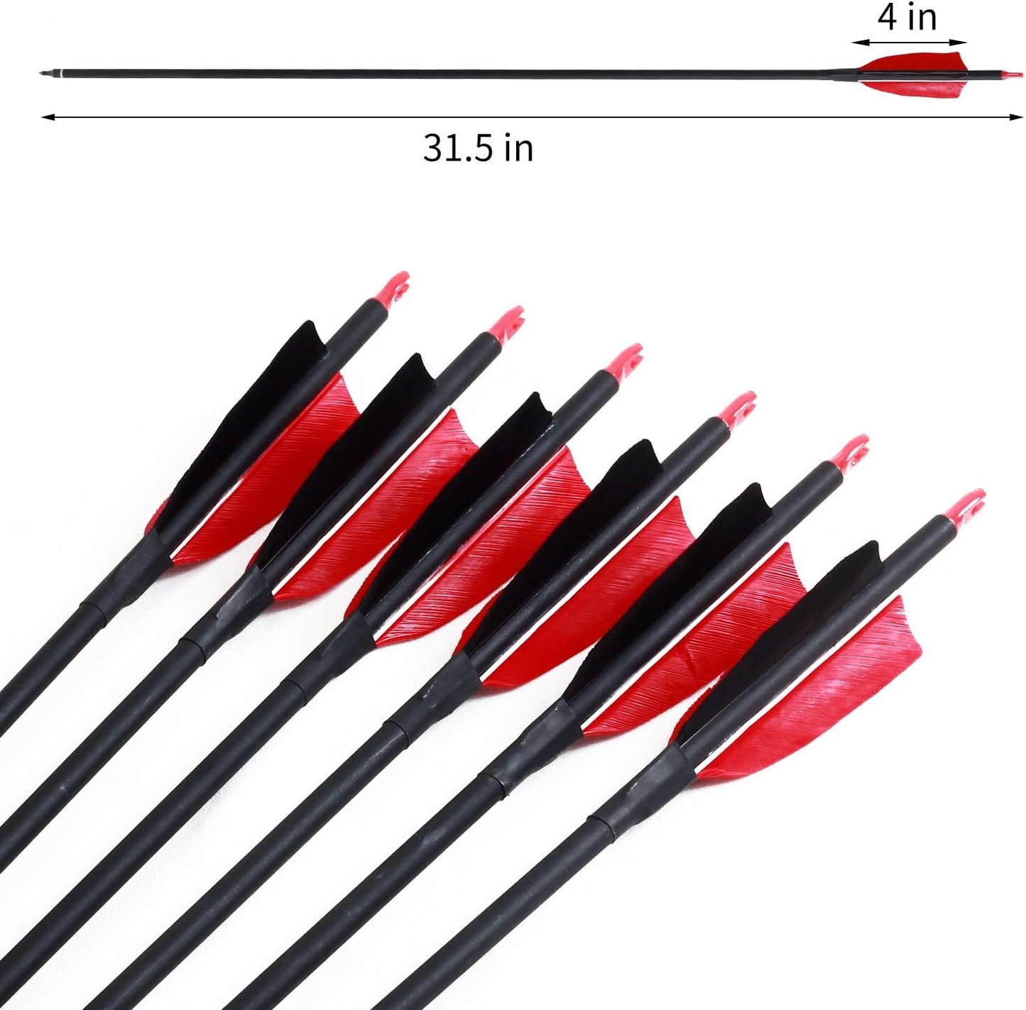 Archery 31" Hunting Arrows with 4" Natural Turkey Feather Carbon Arrows Target Practice Arrows for Traditional Bow Recurve Bow & Longbow - 12Pcs