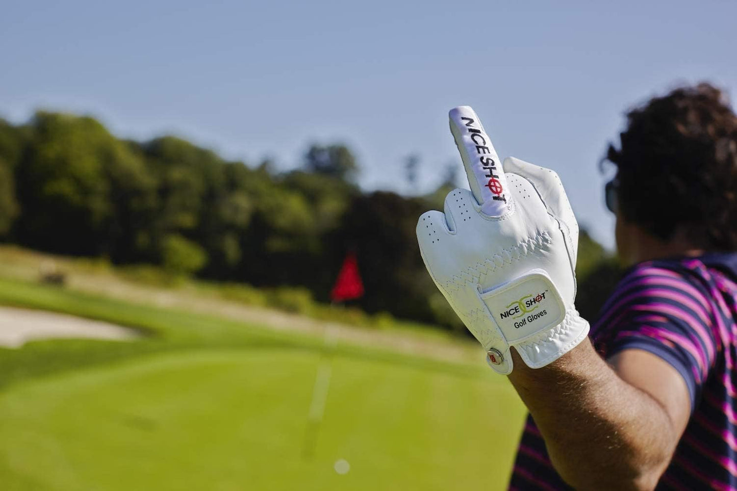 Nice Shot The Bird Men's Golf Glove in Premium White Cabretta Leather