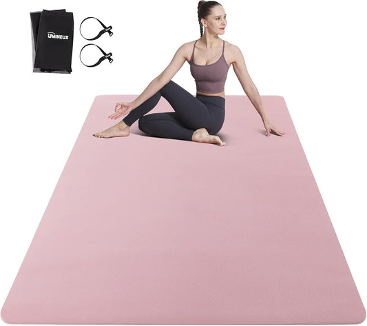 Large Yoga Mat for Men and Women 1/4 & 2/5 Inch Extra Thick TPE Fitness Mat for Home Gym Workout, Non-Slip, Eco Friendly Exercise Mat for Yoga, Pilates, Stretching, Meditation