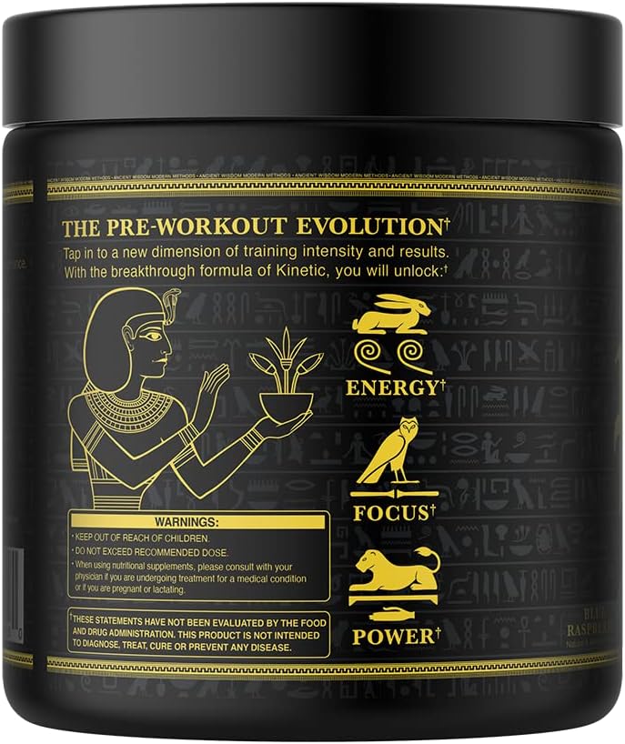 Ambrosia Kinetic Organic Preworkout, Mushroom Enhanced Natural Pre Workout Supplement, Nootropic Superfood Powder for Energy (Blue Raspberry)