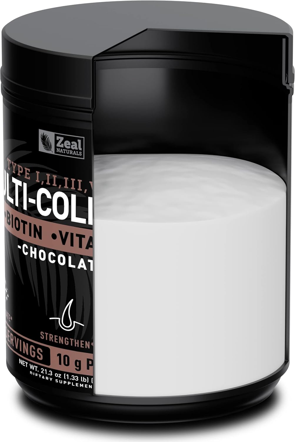 Premium Multi Collagen Peptides Protein Powder (1, 2, 3, 5 & 10) with Vitamin C, Biotin, Hyaluronic Acid, for Hair Skin and Nails - Marine, Bovine, Chicken & Eggshell (Chocolate, 45 Servings)