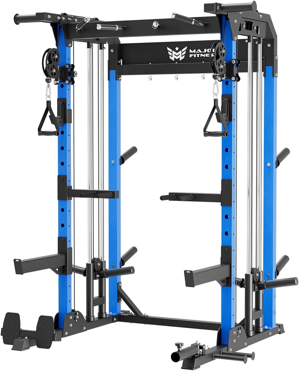 MAJOR FITNESS F22 Multi-Functional Power Rack—1600lbs Capacity All-in-One Squat Rack with Dual Pulley System for Home Gym Strength Training