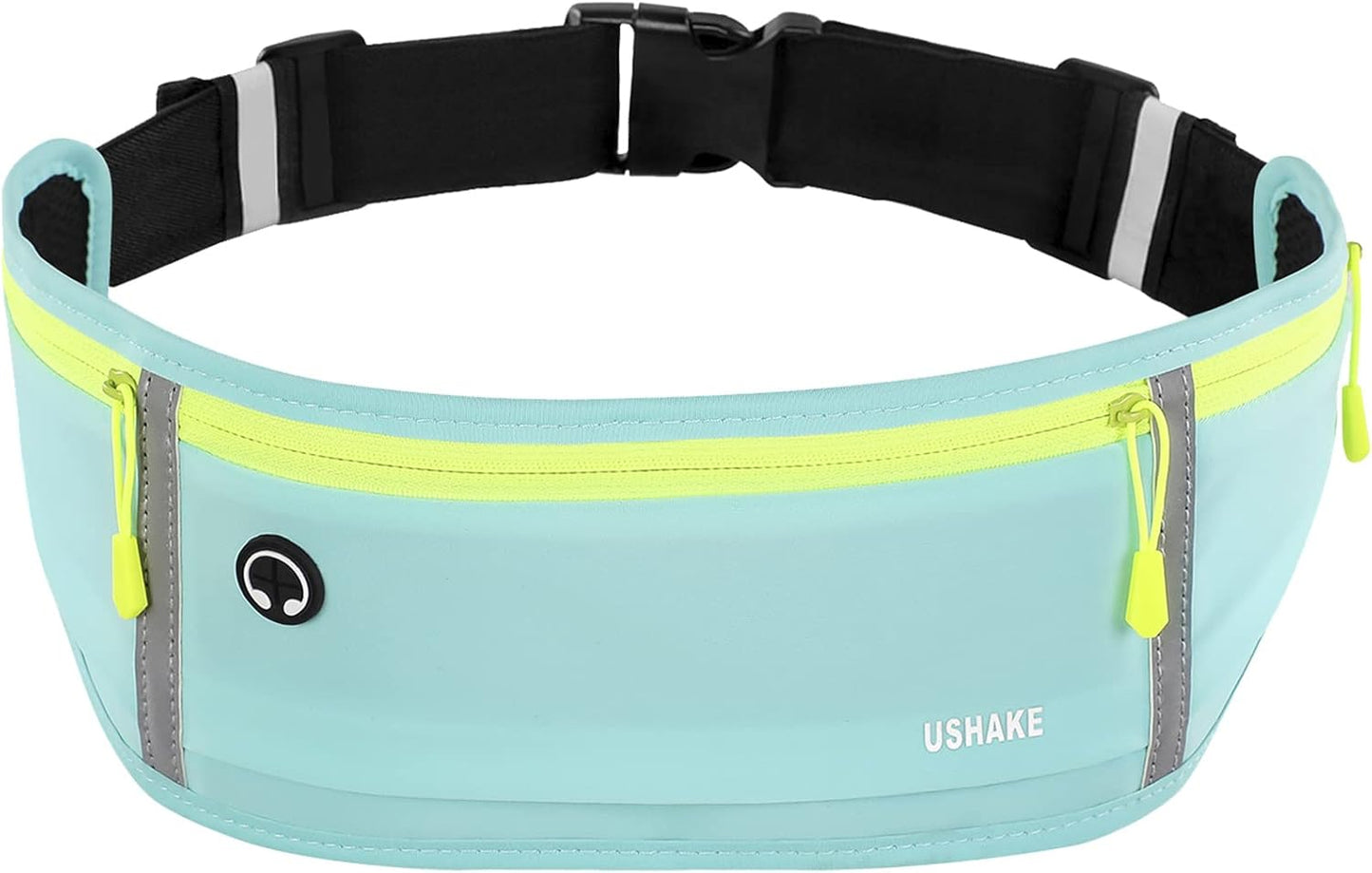 USHAKE Slim Running Belt, Workout Fanny Pack for Men Women,Exercise Waist Pack for Apple iPhone Holder, Runner Belt for Running Walking Cycling Camping Gym Mint blue