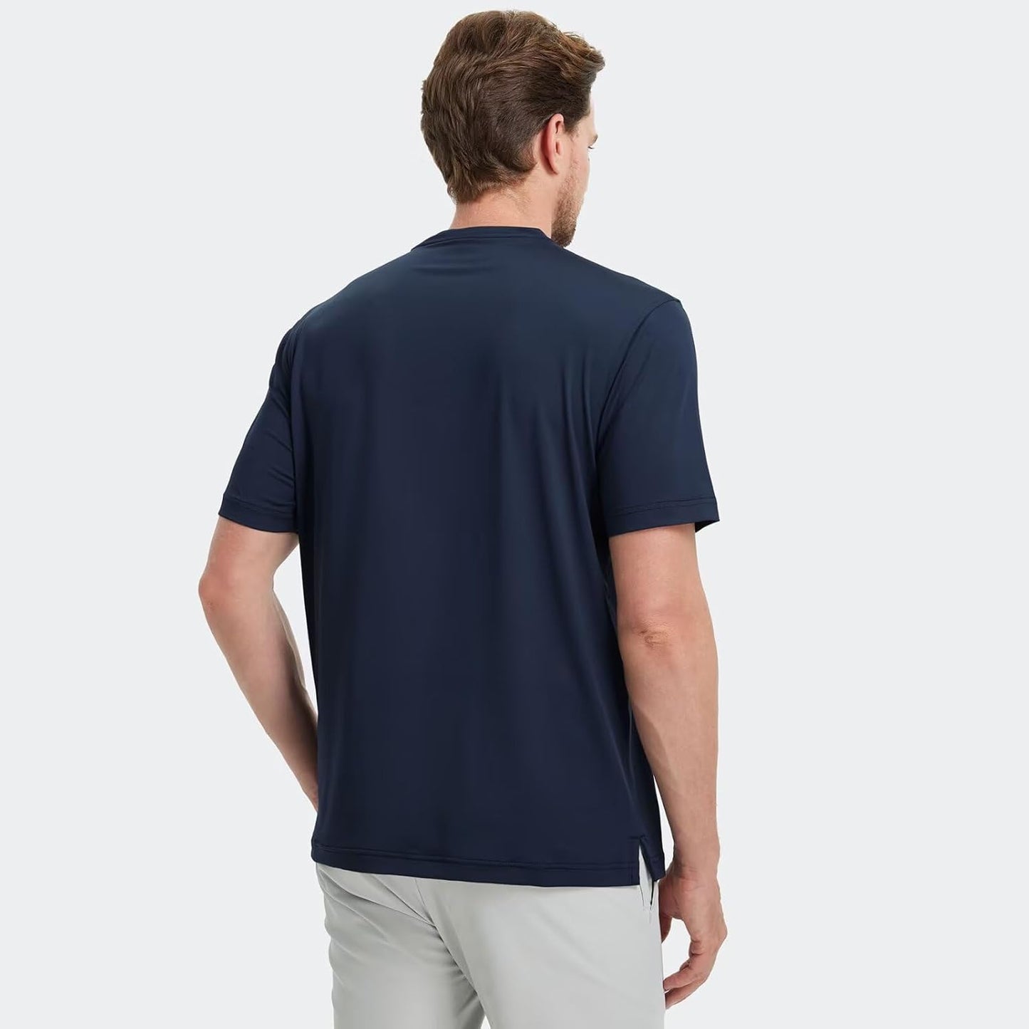 M MAELREG Collarless Golf Shirts for Men Dry Fit Moisture Wicking Performance Solid Casual Mens Henley Shirts Short Sleeve