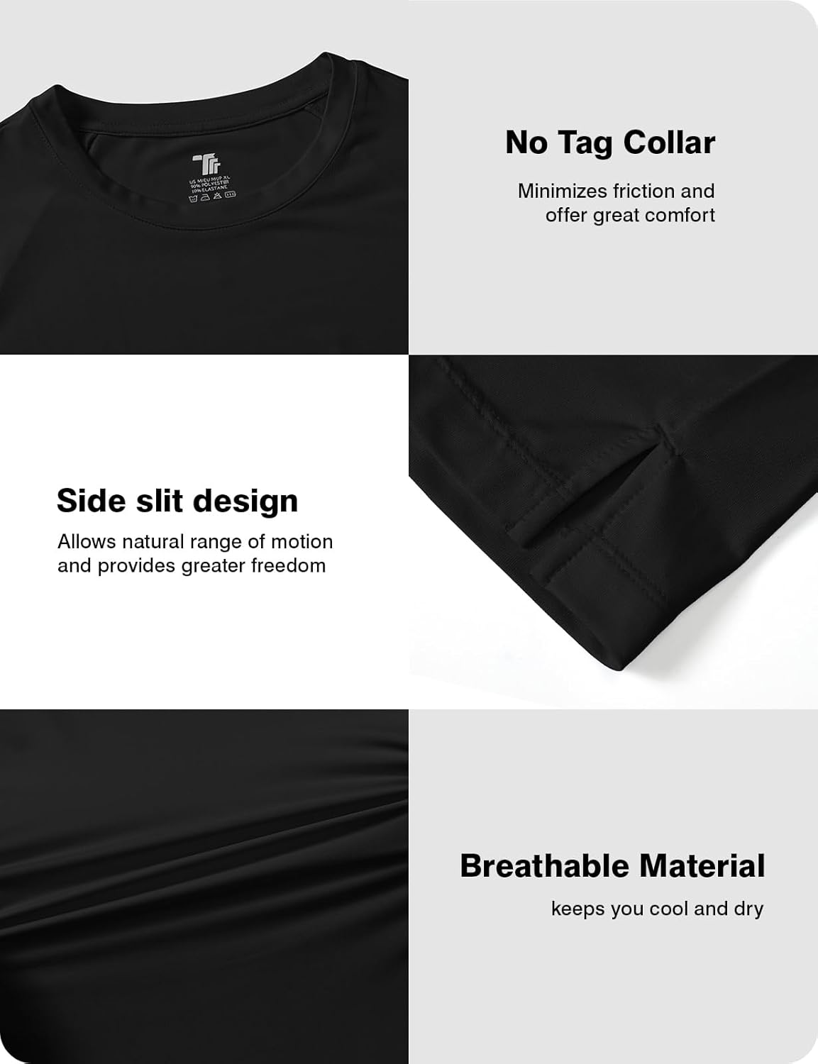 BGOWATU Men's Quick Dry Workout Athletic Shirts Lightweight Tennis Shirts for Men Running Gym Tops