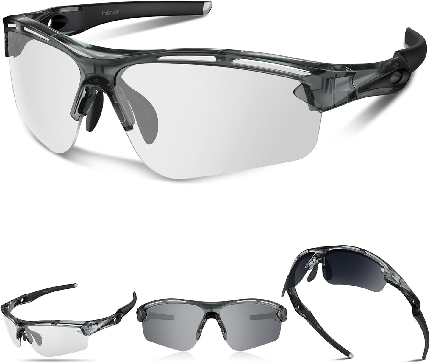 Polarized Sports Sunglasses for Men Women,UV400 Protection Sunglass for Running Cycling Fishing Hiking TR90