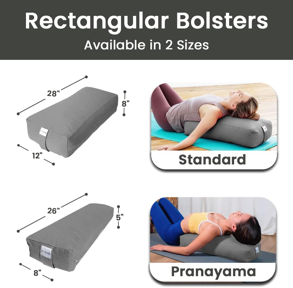 Sol Living Yoga Bolster Pillow Rectangular Meditation Cushion Cotton Meditation Accessories for Restorative Yoga Meditation Pillow Yoga Pillow Firm Body Pillow Bolster Pillow for Legs Removable Cover