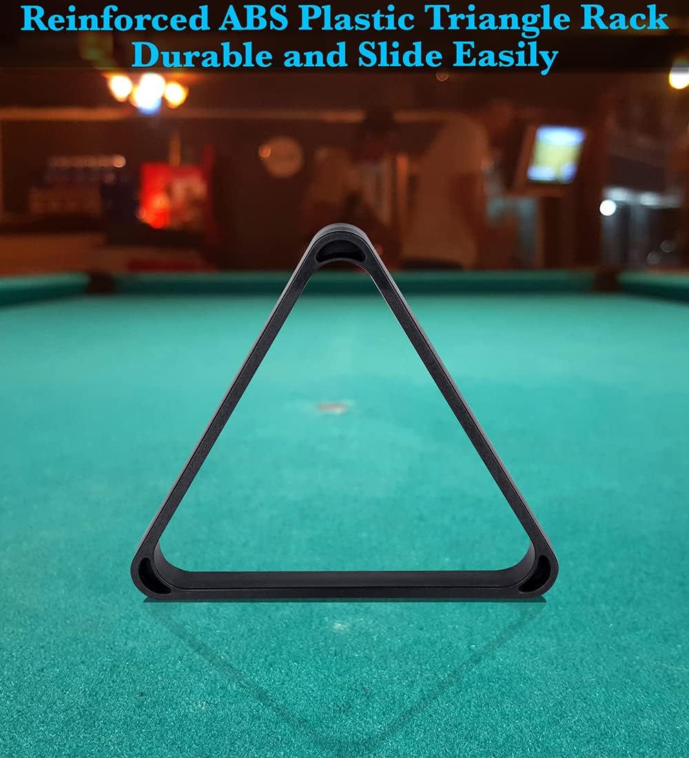 Billiard Pool Balls with Triangle Ball Rack, Cue Chalks, Table Spot Stickers & Tip Replacements - Pool Table Accessories